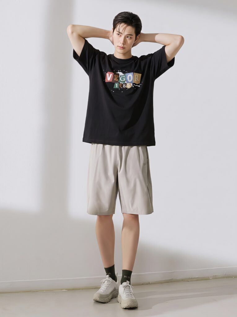 VIGOR 1985 Print‑Embroidery Combined Oversized Short‑Sleeve T‑Shirt