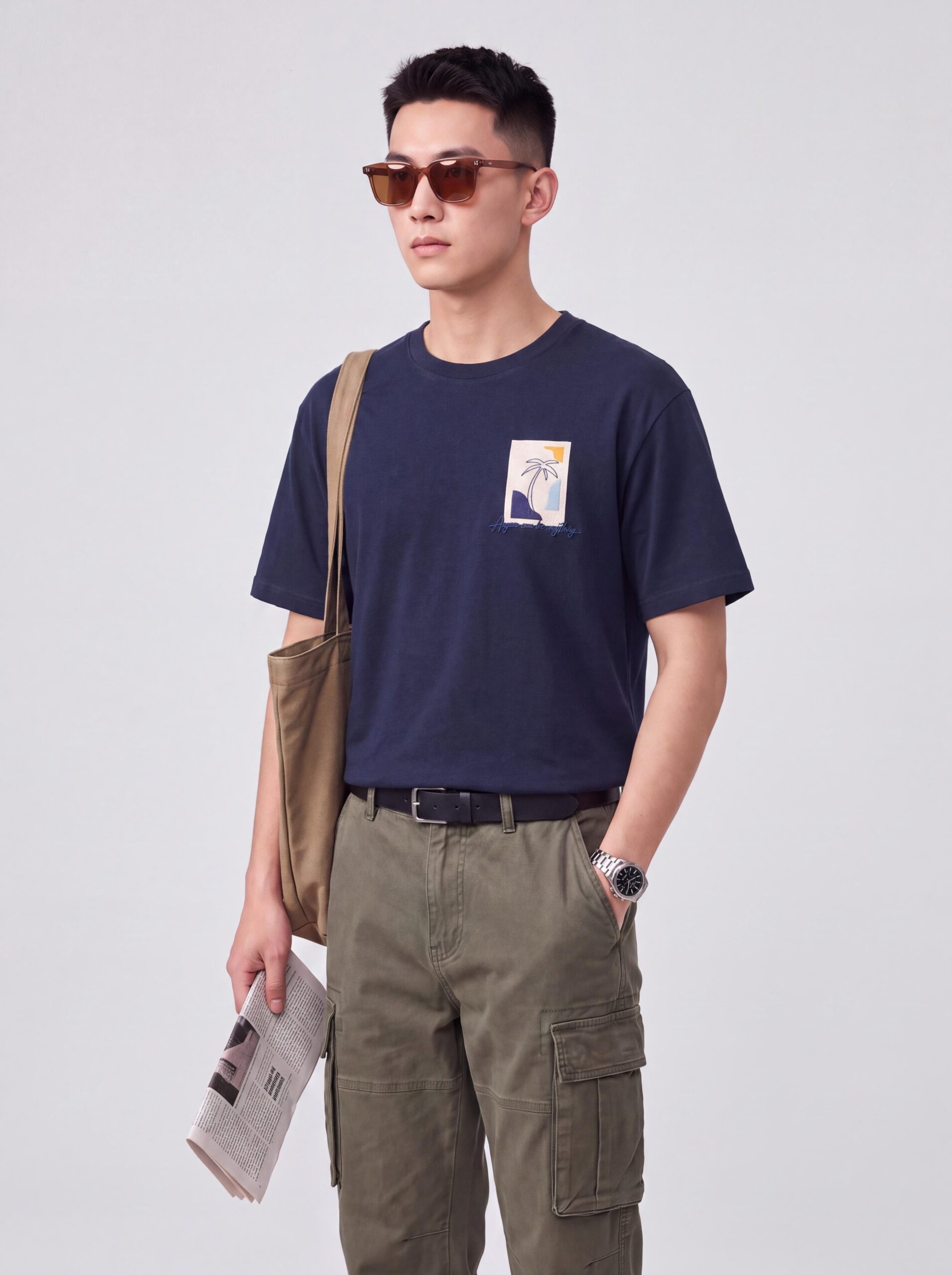 Island‑Scenery Multi‑Specialty Embroidery & Special Print Oversized Unisex T‑Shirt