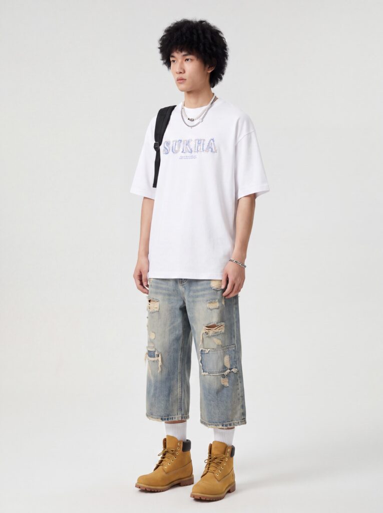 SUKHA Imitation Hand‑Embroidery Loose Short‑Sleeve T‑Shirt
