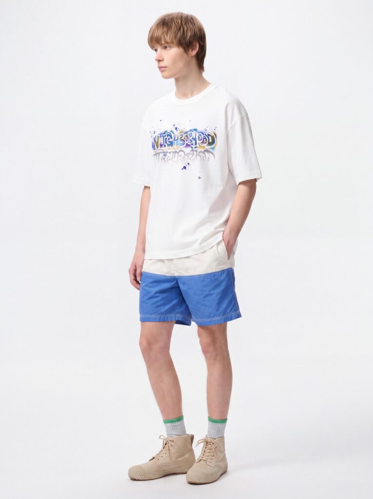 NEIGHBORHOOD Foam‑Print Loose Short‑Sleeve T‑Shirt