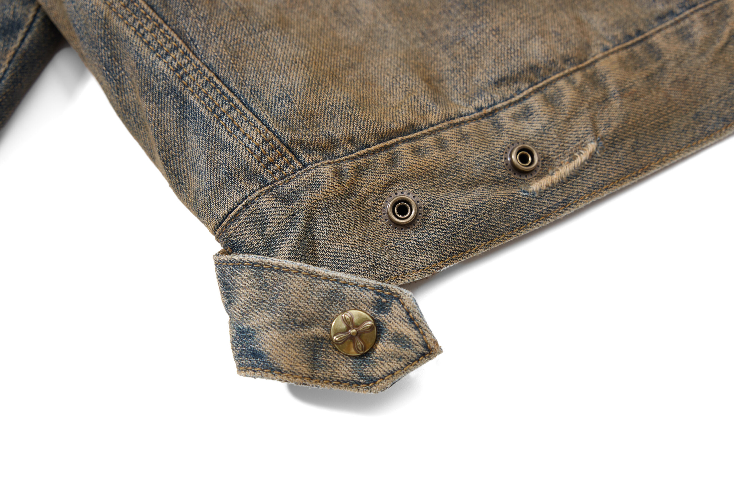 Vintage Monkey Wash Distressed Zipper Denim Jacket - Image 4