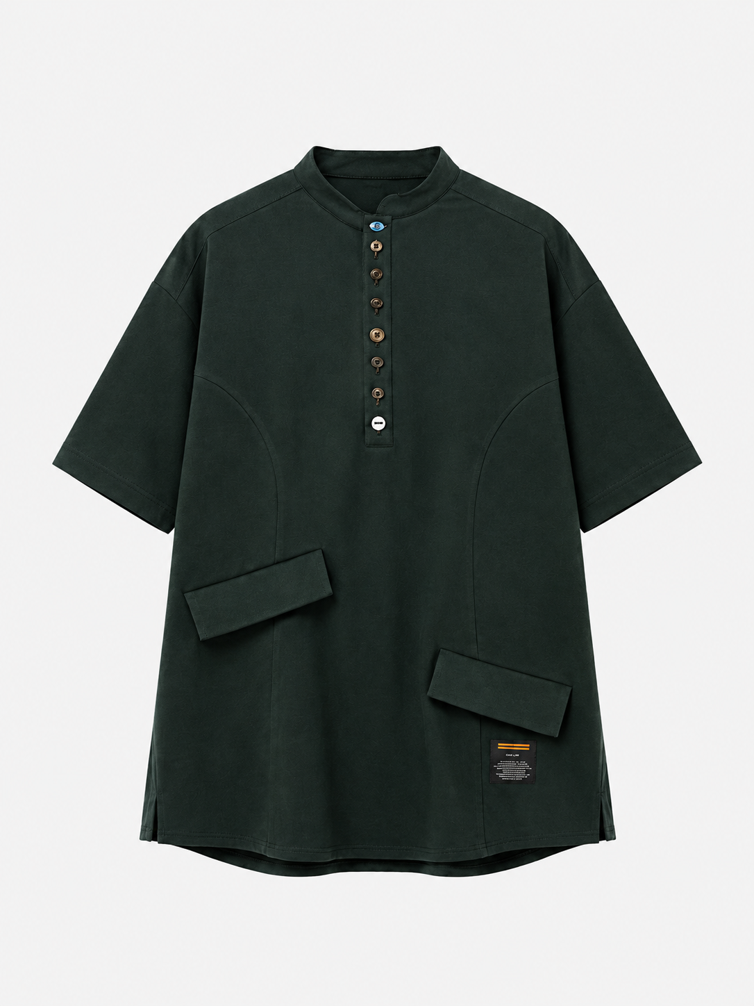 Men's Utility Stand Collar Pocket Oversized T-Shirt - Image 4