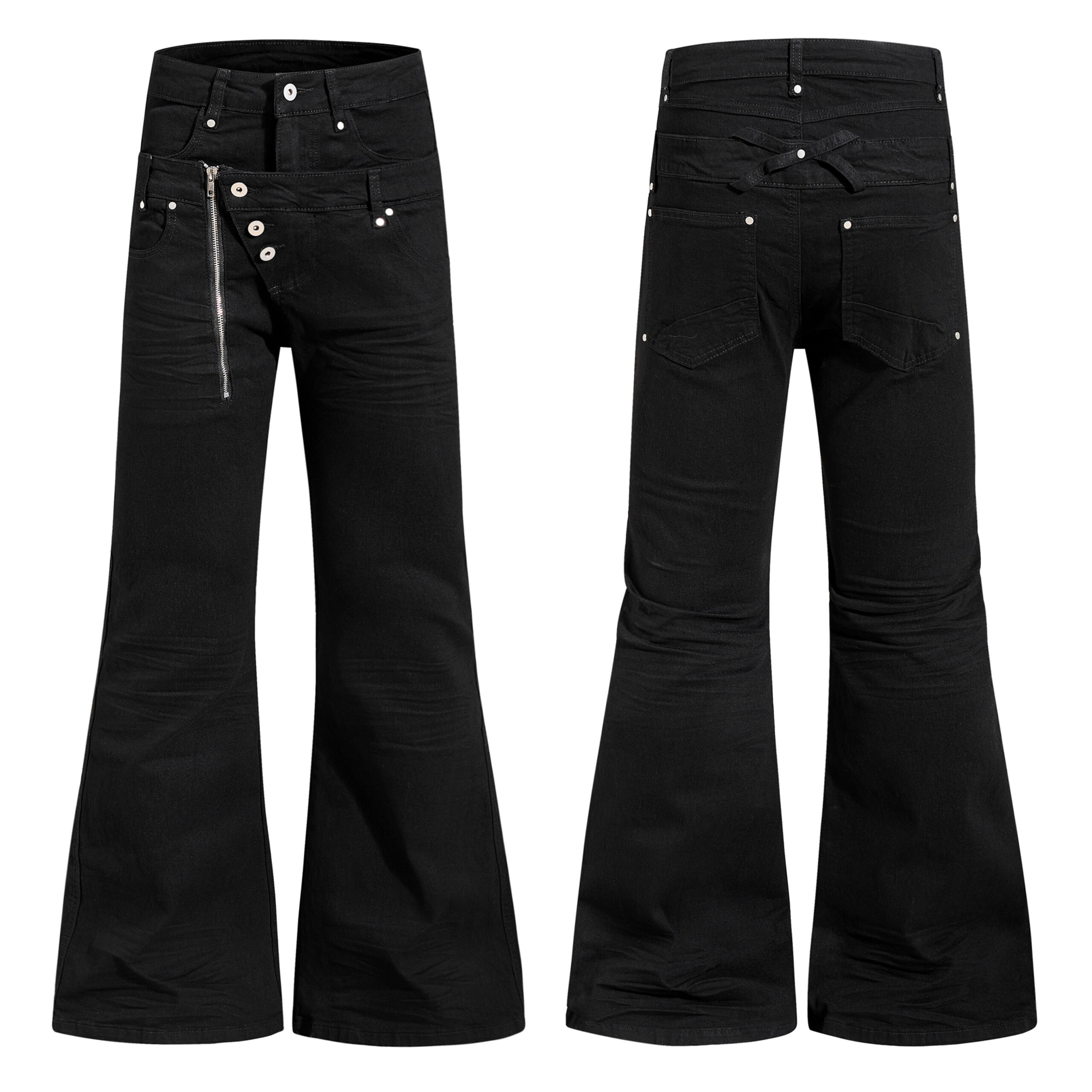 Avant-Garde Layered Fake Two-Piece Flared Pants