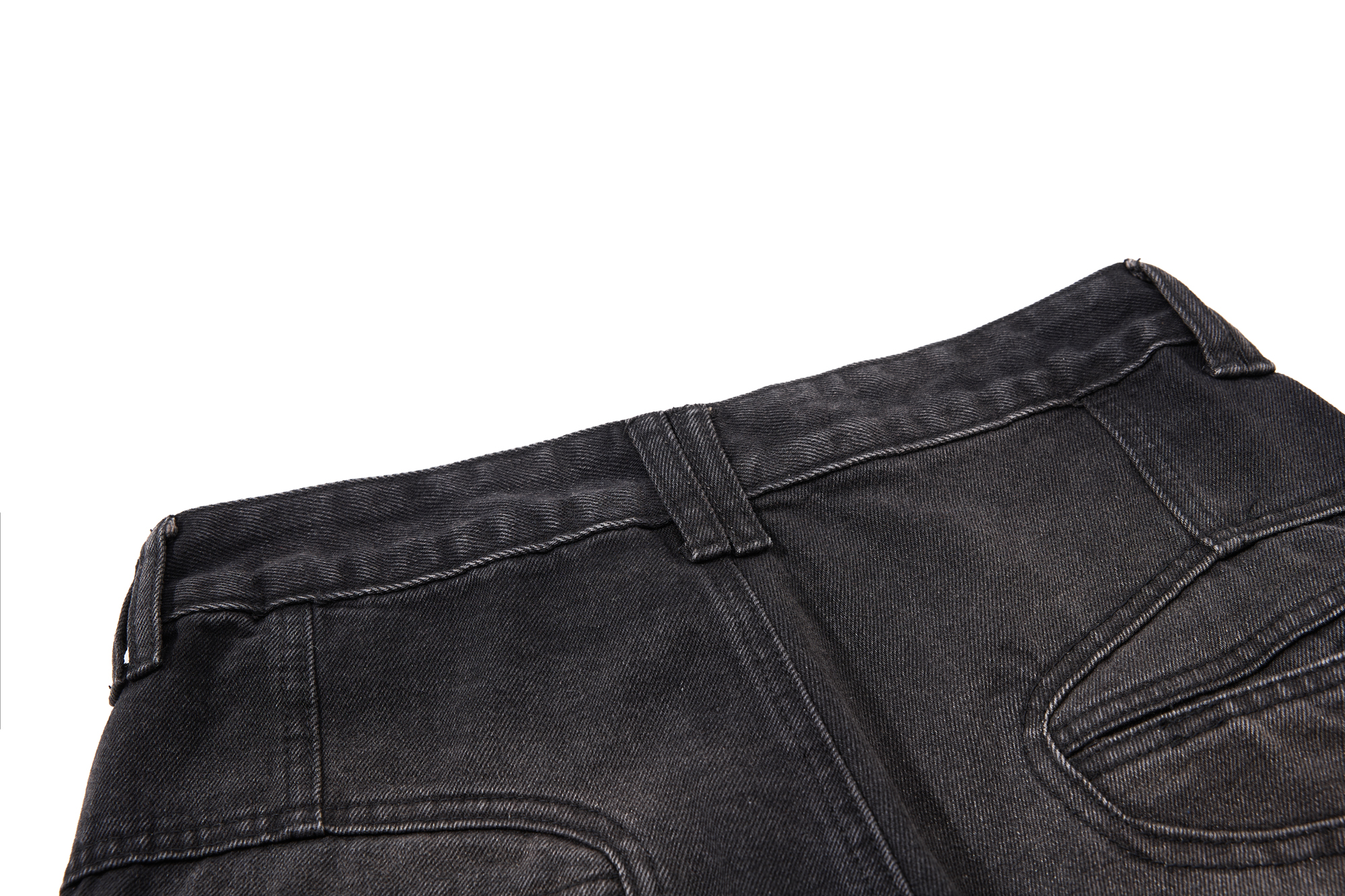 Avant-Garde Deconstructed Raw-Edge Cargo Curved Pants (Washed Black) - Image 10